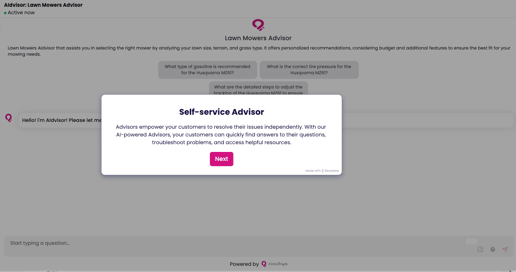 Service AIdvisor self service demo